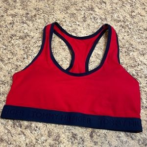 Tommy Hilfiger Sports Bra. Size Large. Red/Blue. EUC Removable Pads